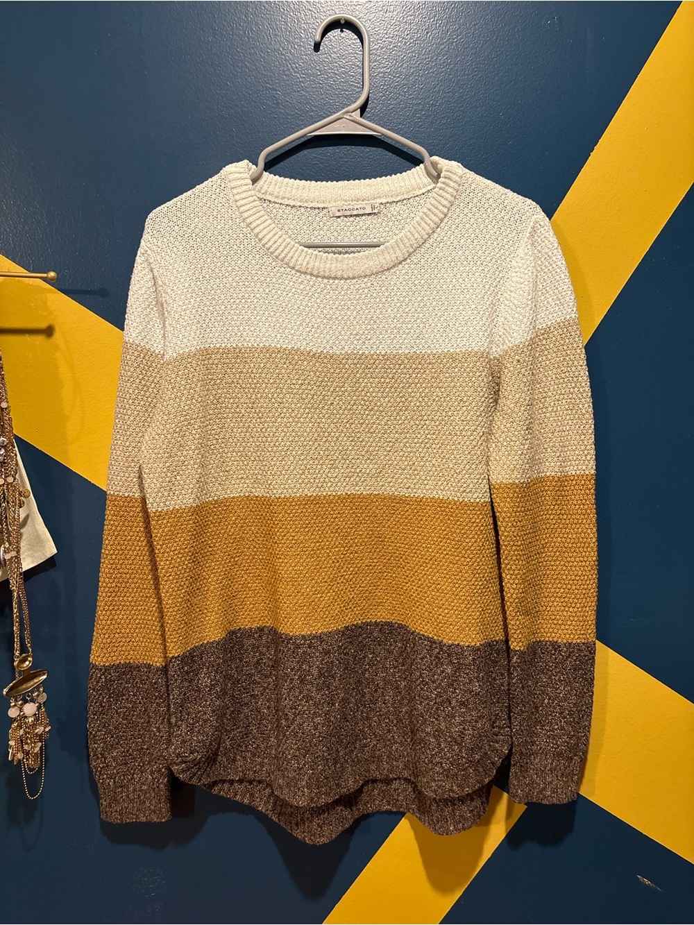 Staccato Neutral Colorblock Midweight Sweater EUC